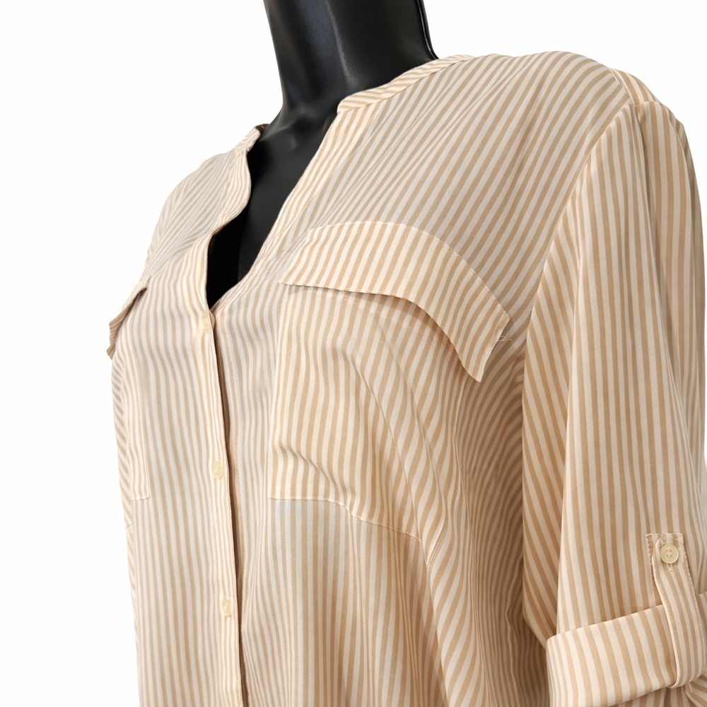 Striped Button-Front Blouse / Tunic Top X-Large - Picture 5 of 6